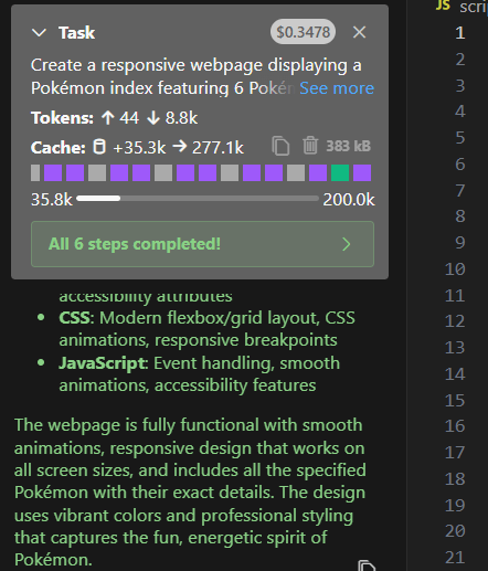 Screenshot of a task overview for creating a responsive webpage that displays a Pokémon index with detailed specifications.